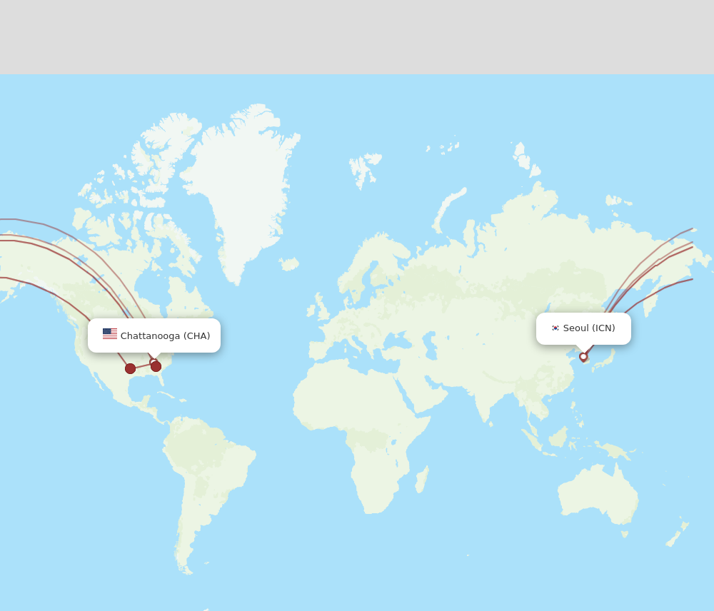 Flights from Chattanooga to Seoul CHA to ICN Flight Routes