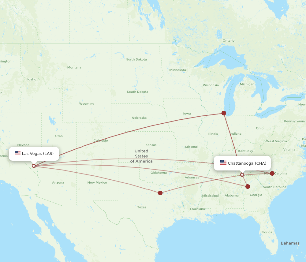 Flights from Chattanooga to Las Vegas CHA to LAS Flight Routes