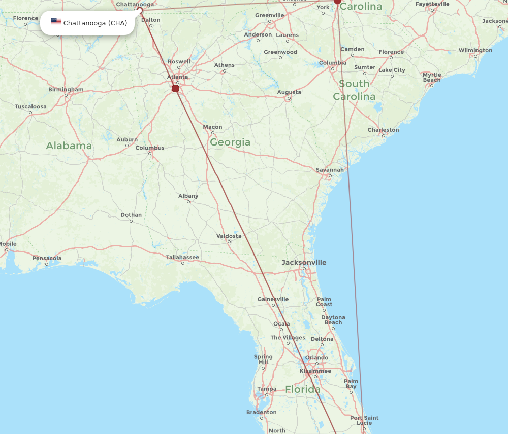 Flights from Chattanooga to Miami CHA to MIA Flight Routes