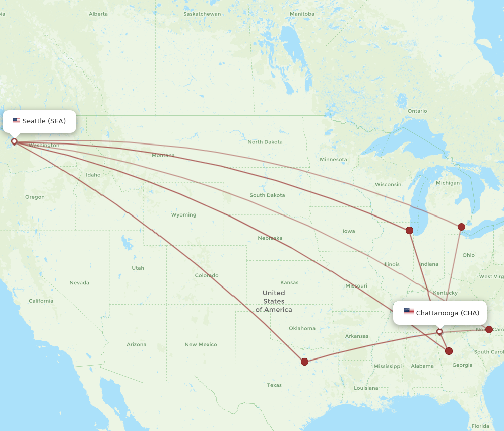 Flights from Chattanooga to Seattle CHA to SEA Flight Routes