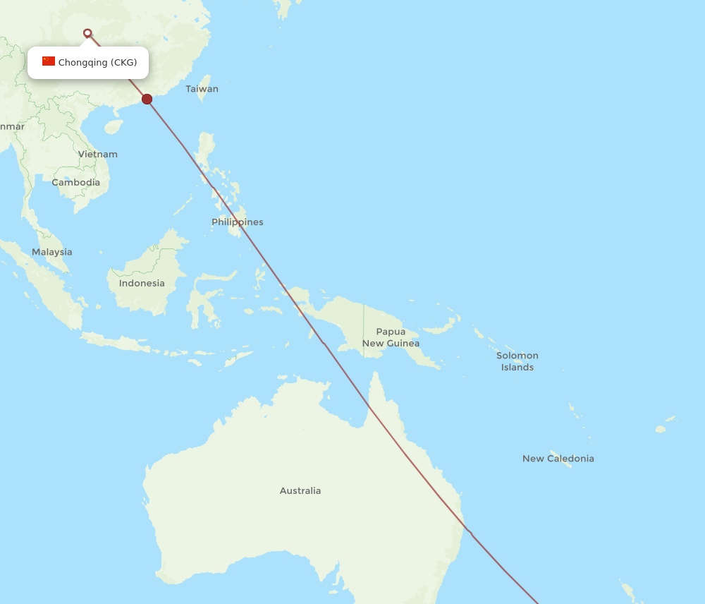 CHC to CKG flights and routes map
