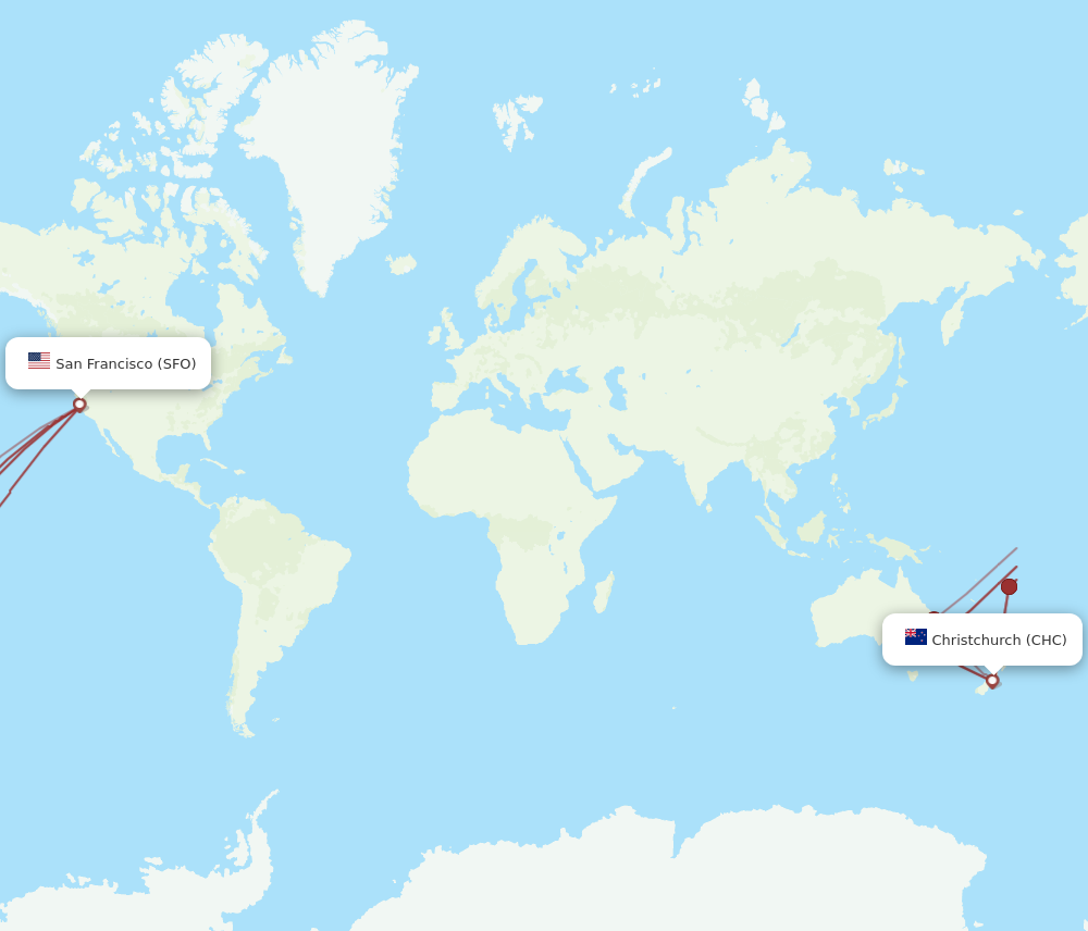 Flights from Christchurch to San Francisco CHC to SFO Flight Routes