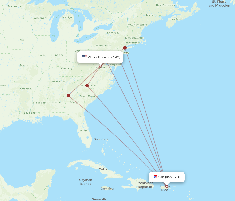 Flights from Charlottesville to San Juan, CHO to SJU - Flight Routes