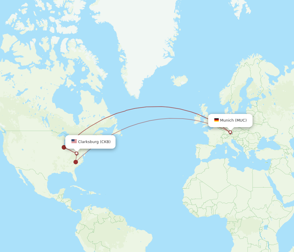 Flights from Clarksburg to Munich, CKB to MUC - Flight Routes