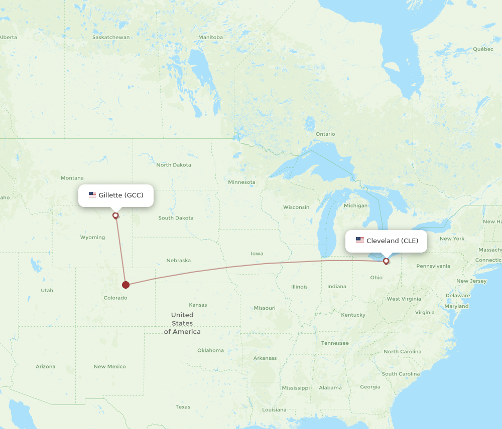 Flights from Cleveland to Gillette CLE to GCC Flight Routes