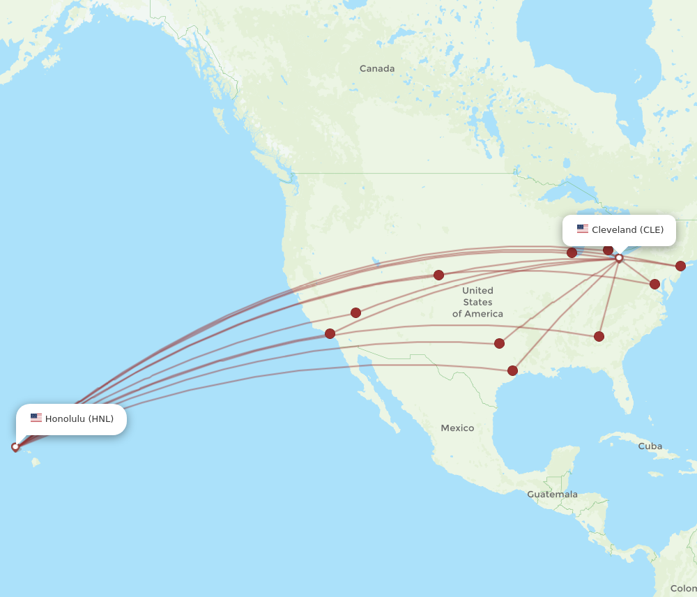 Flights from Cleveland to Honolulu CLE to HNL Flight Routes