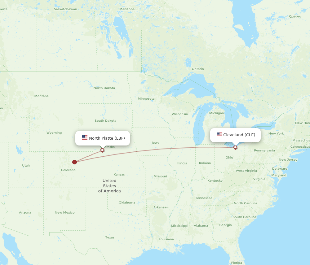 Flights from Cleveland to North Platte CLE to LBF Flight Routes