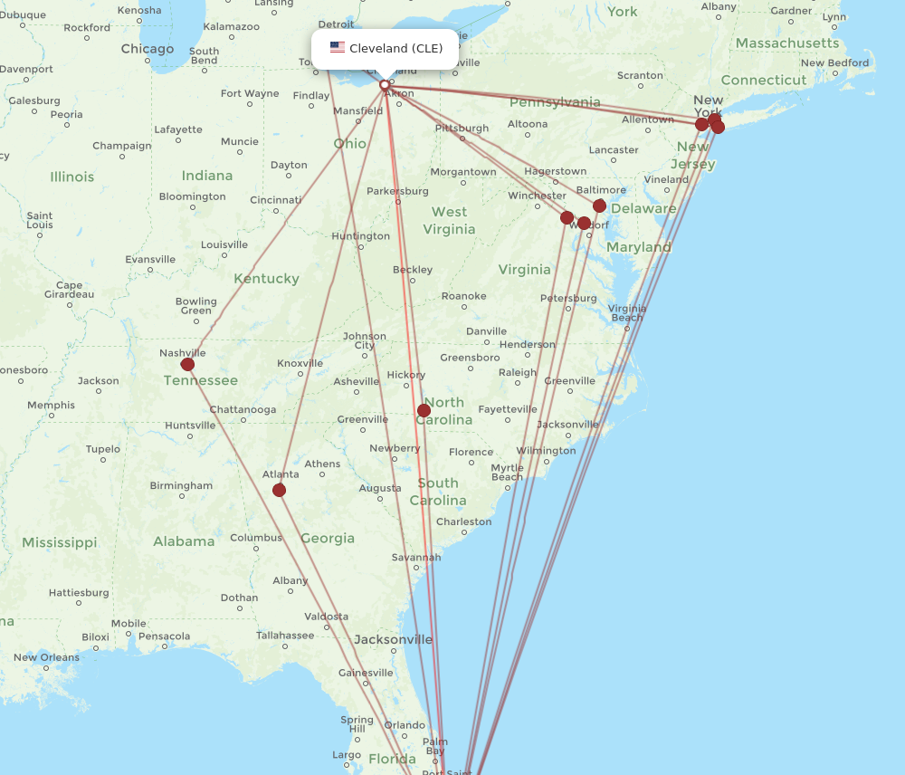 Flights from Cleveland to Miami CLE to MIA Flight Routes