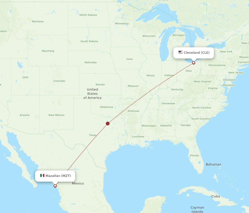 Flights from Cleveland to Mazatlan CLE to MZT Flight Routes