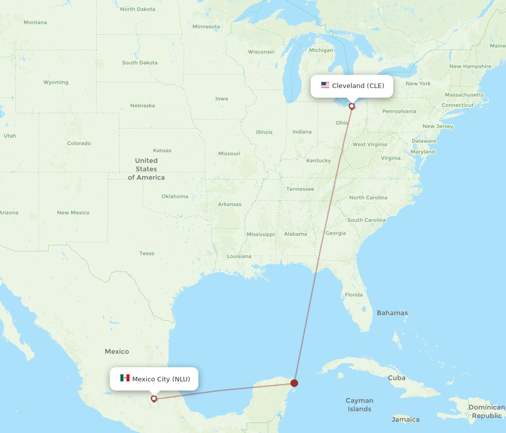 Flights from Cleveland to Mexico City CLE to NLU Flight Routes