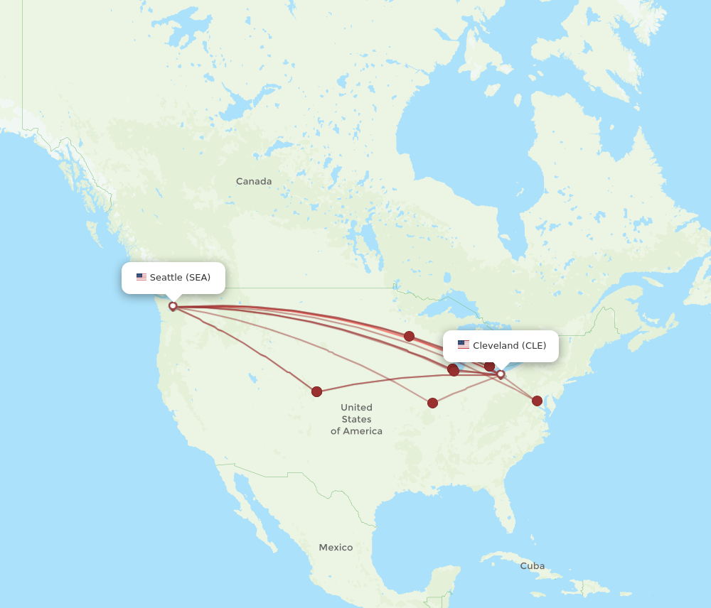 Flights from Cleveland to Seattle CLE to SEA Flight Routes