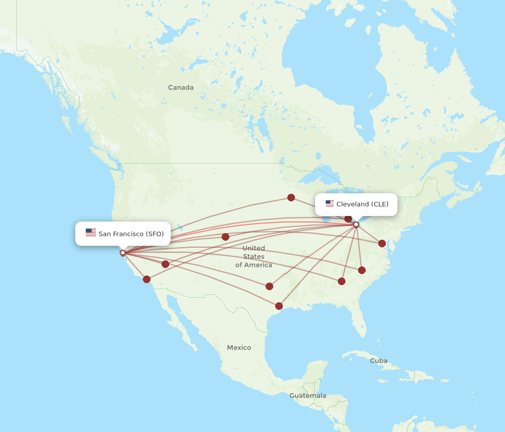 Flights from Cleveland to San Francisco CLE to SFO Flight Routes