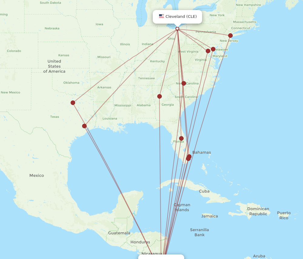 Flights from Cleveland to San Jose CLE to SJO Flight Routes