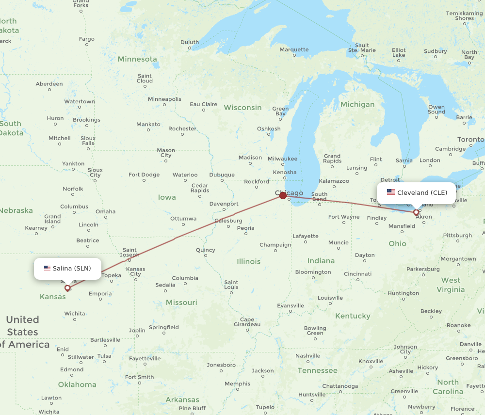 Flights from Cleveland to Salina CLE to SLN Flight Routes