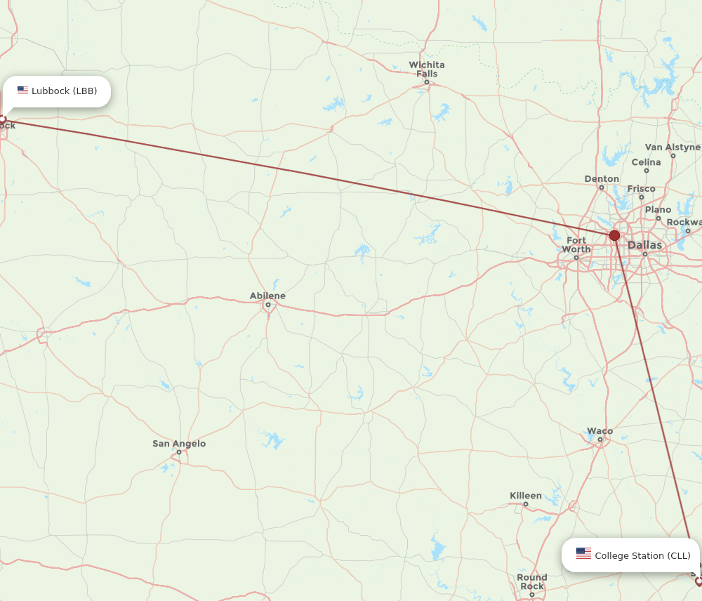 Flights from College Station to Lubbock CLL to LBB Flight Routes