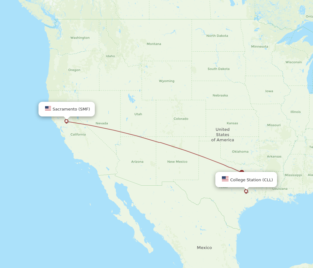 Flights from College Station to Sacramento CLL to SMF Flight Routes