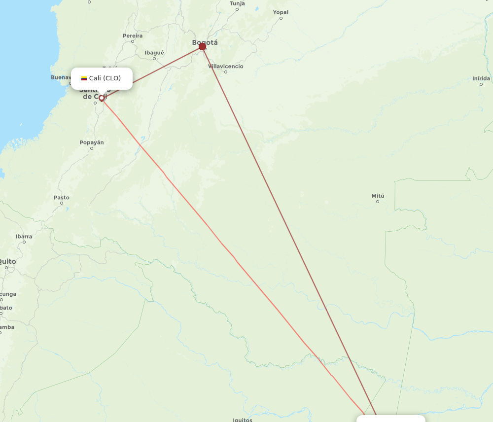 Flights from Cali to Leticia CLO to LET Flight Routes