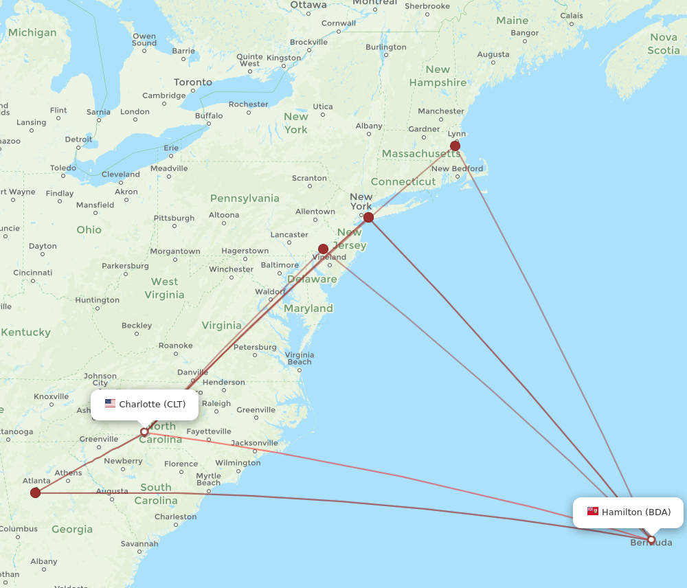 Flights from Charlotte to Bermuda CLT to BDA Flight Routes