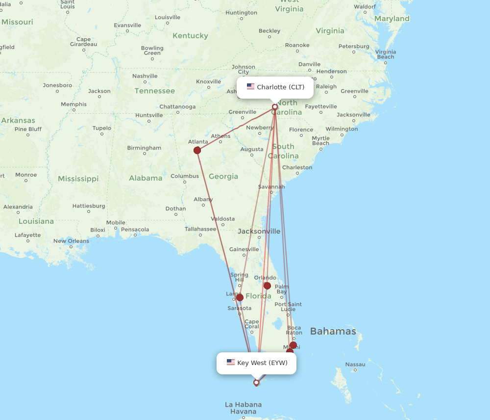 Flights from Charlotte to Key West CLT to EYW Flight Routes