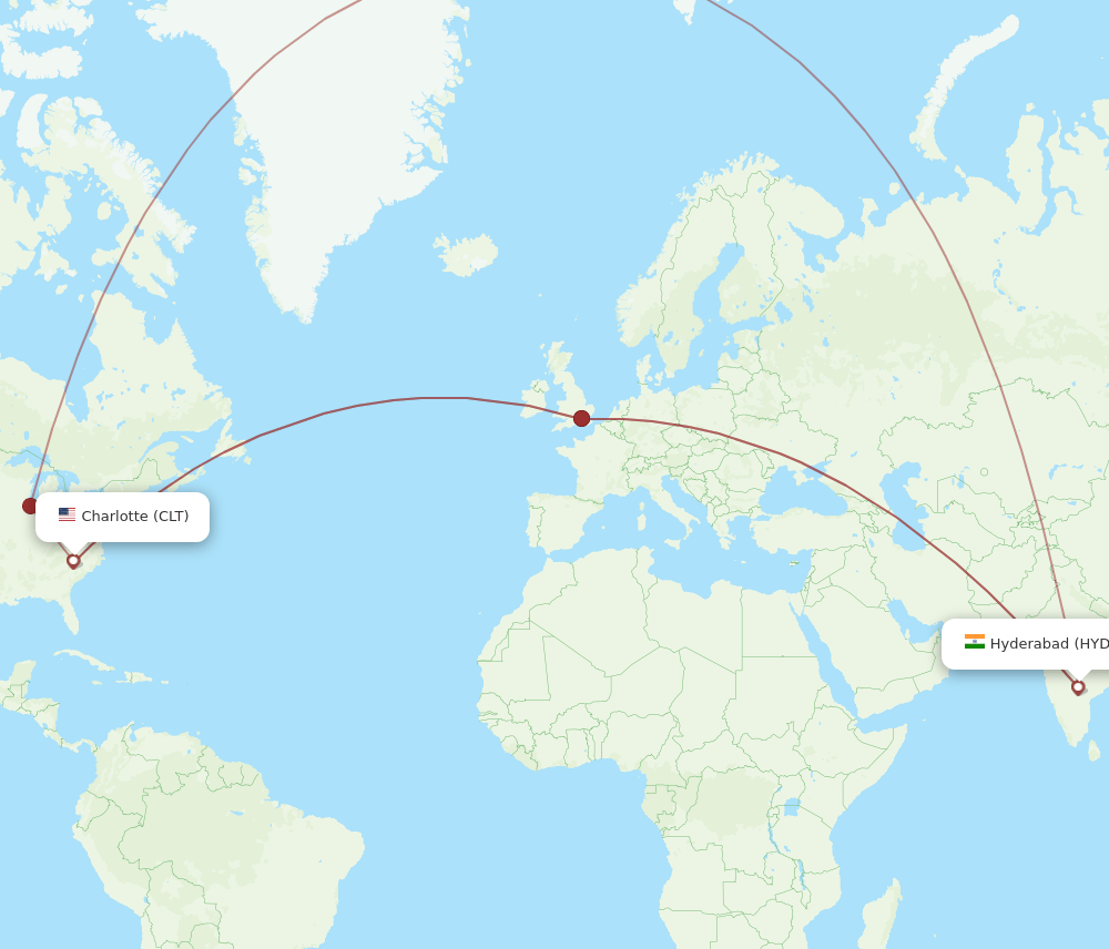 All Flight Routes From Charlotte To Hyderabad Clt To Hyd Flight Routes 4840