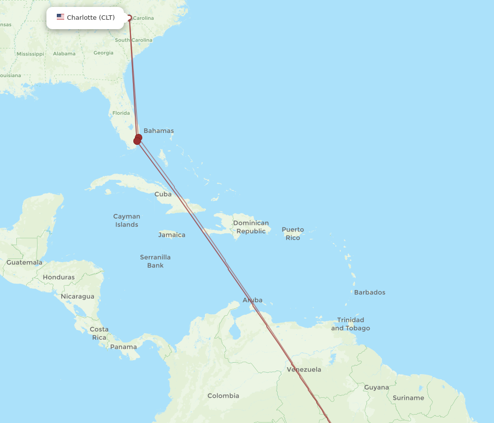 Flights from Charlotte to Manaus, CLT to MAO - Flight Routes