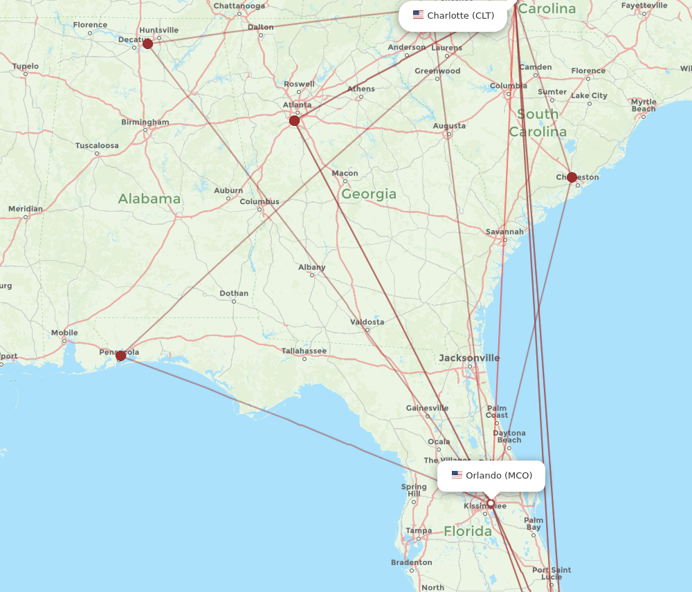 Flights from Charlotte to Orlando CLT to MCO Flight Routes