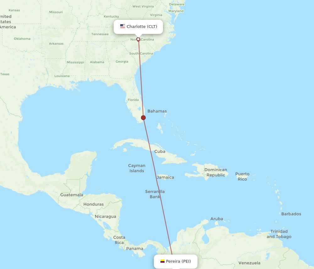 Flights from Charlotte to Pereira CLT to PEI Flight Routes