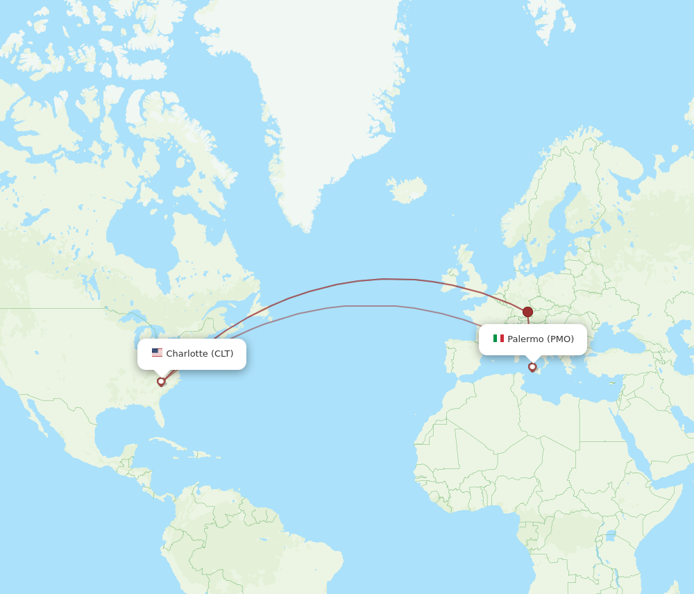 All Flight Routes From Charlotte To Palermo Clt To Pmo Flight Routes 2954