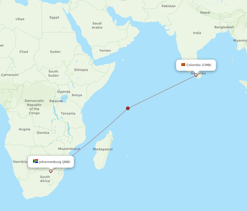 All Flight Routes From Colombo To Johannesburg Cmb To Jnb Flight Routes 4957