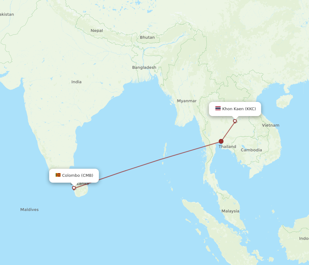 All Flight Routes From Colombo To Khon Kaen Cmb To Kkc Flight Routes 3542