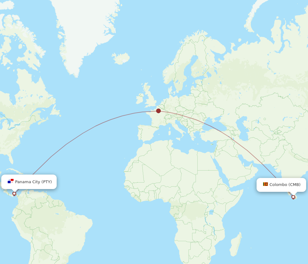 Flights from Colombo to Panama City CMB to PTY Flight Routes