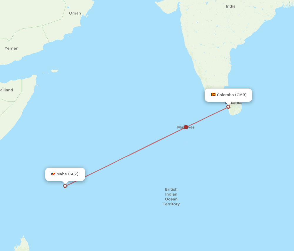 All Flight Routes From Colombo To Mahe Island Cmb To Sez Flight Routes 6045