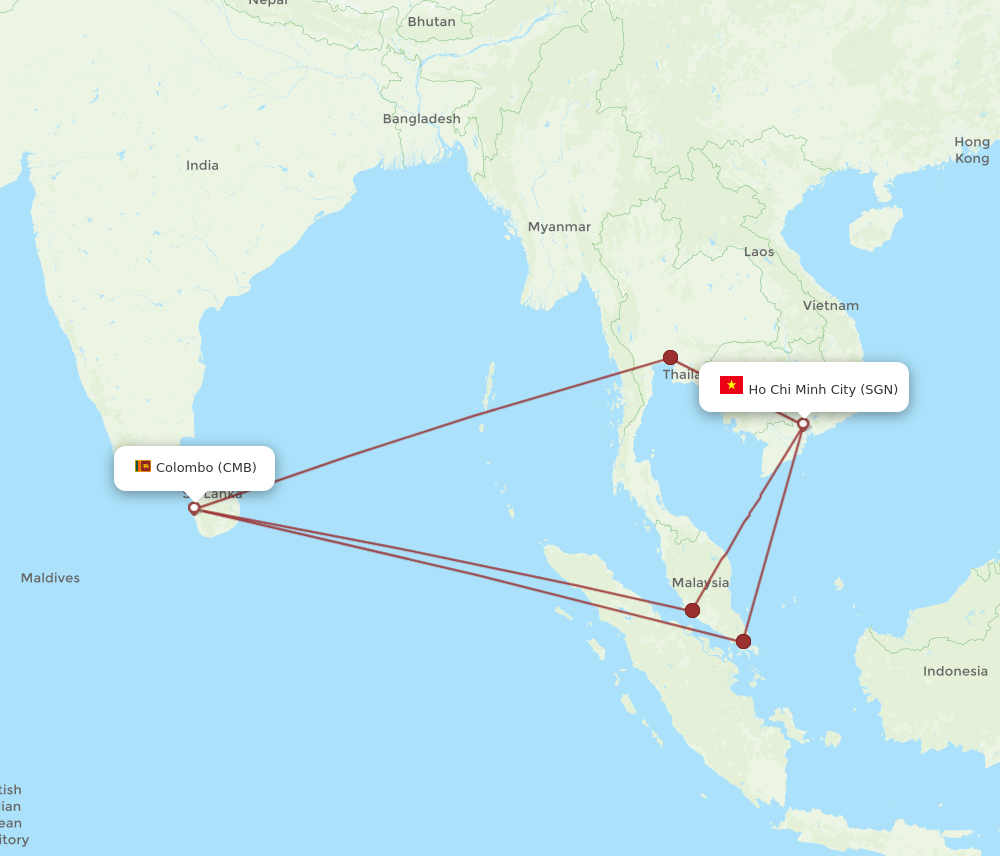 All Flight Routes From Colombo To Ho Chi Minh City Cmb To Sgn Flight Routes 2422