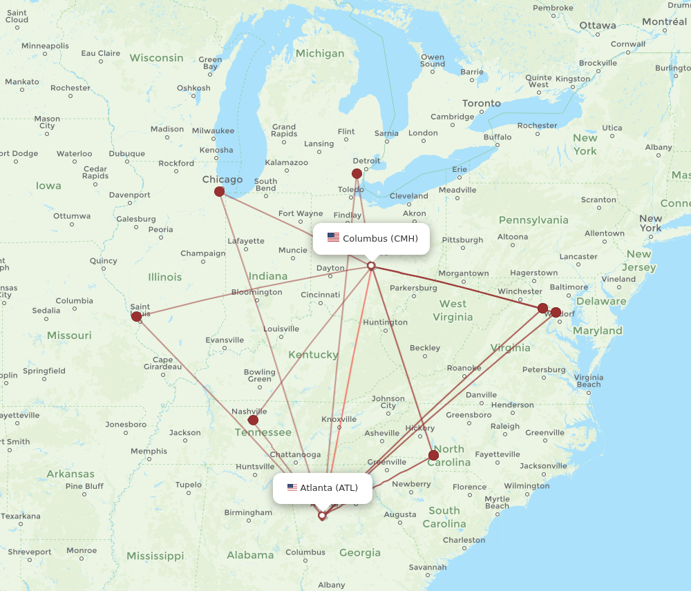 Flights from Columbus to Atlanta CMH to ATL Flight Routes