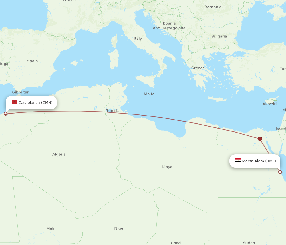 Flights From Casablanca To Marsa Alam, CMN To RMF - Flight Routes