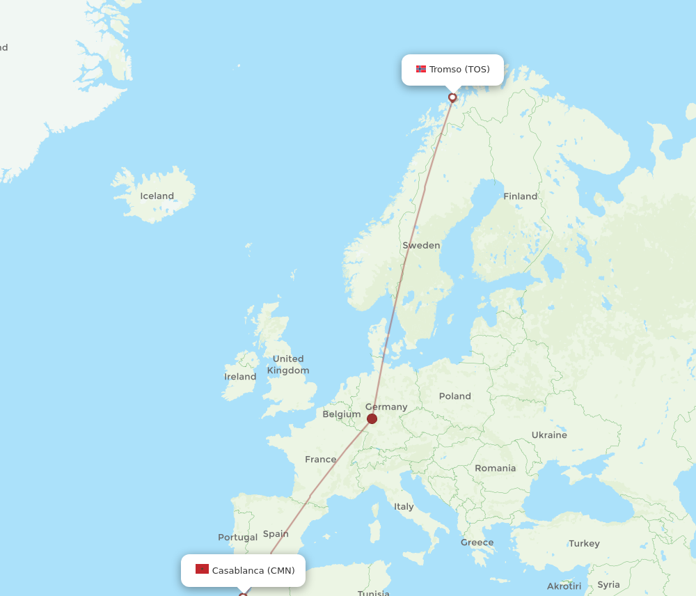 Flights from Casablanca to Tromso CMN to TOS Flight Routes