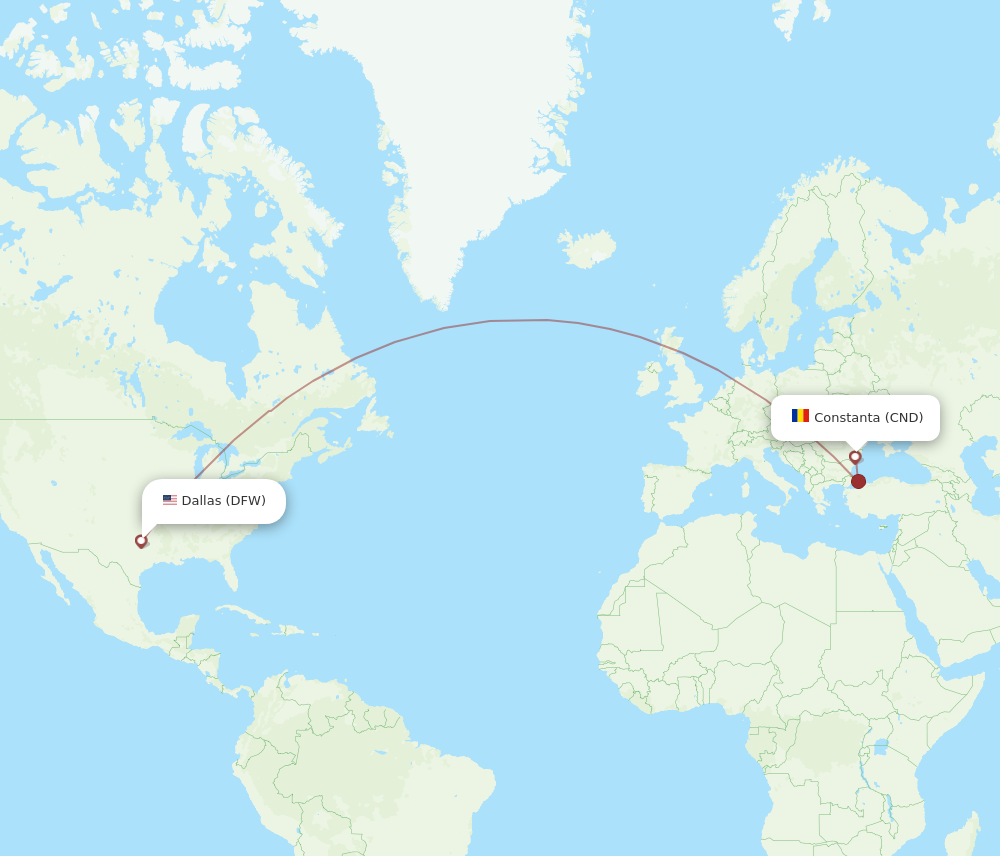 Flights from Constanta to Dallas CND to DFW Flight Routes