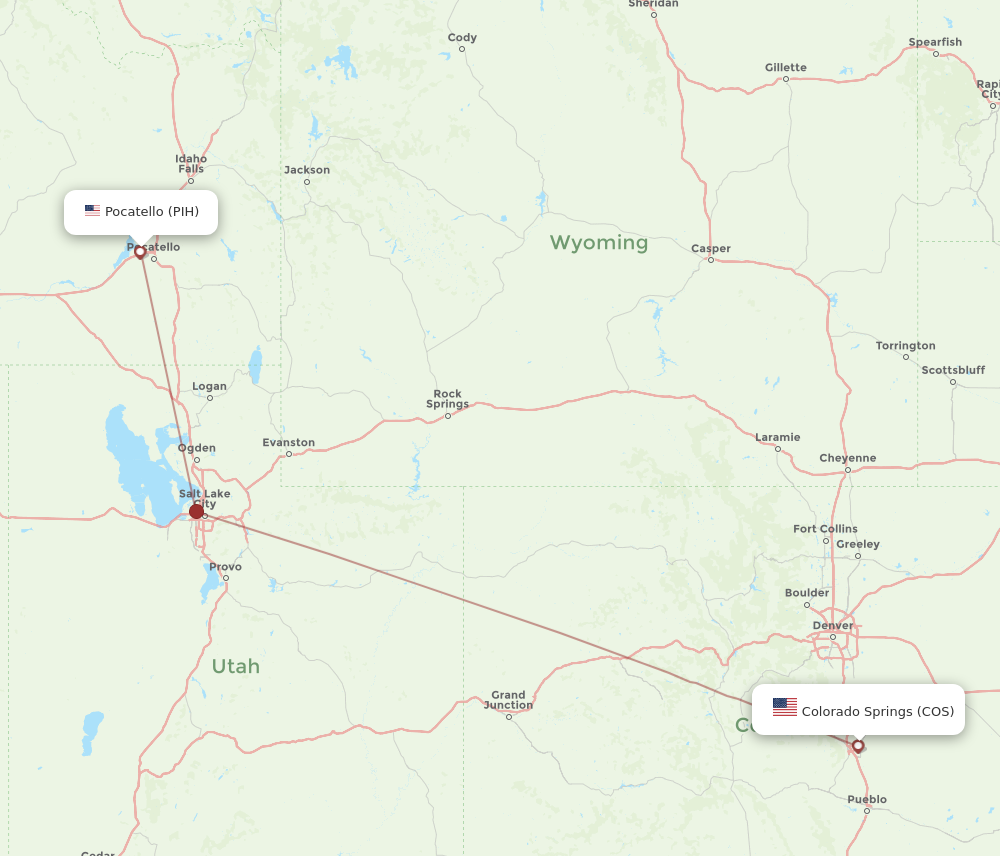 Flights from Colorado Springs to Pocatello COS to PIH Flight Routes