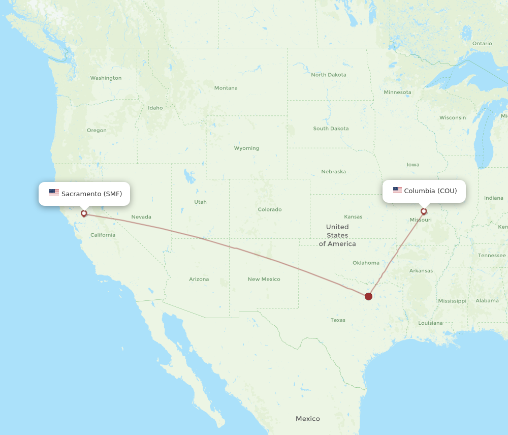 Flights from Columbia to Sacramento COU to SMF Flight Routes