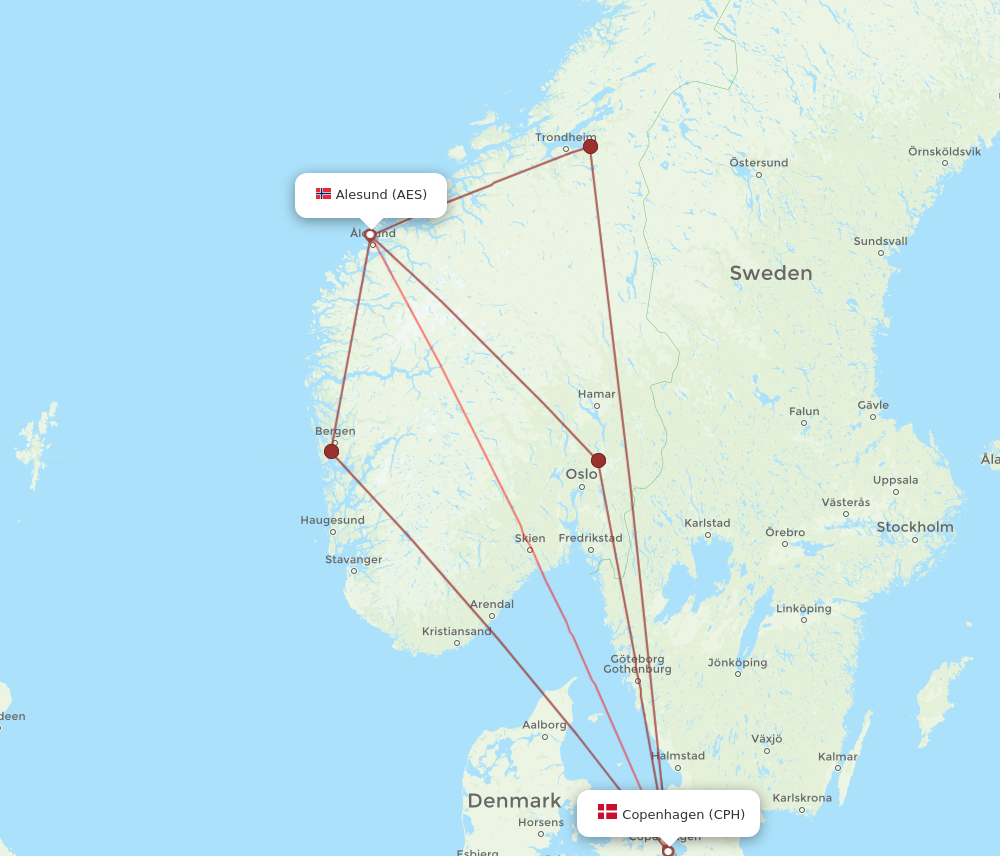 Flights from Copenhagen to Aalesund CPH to AES Flight Routes