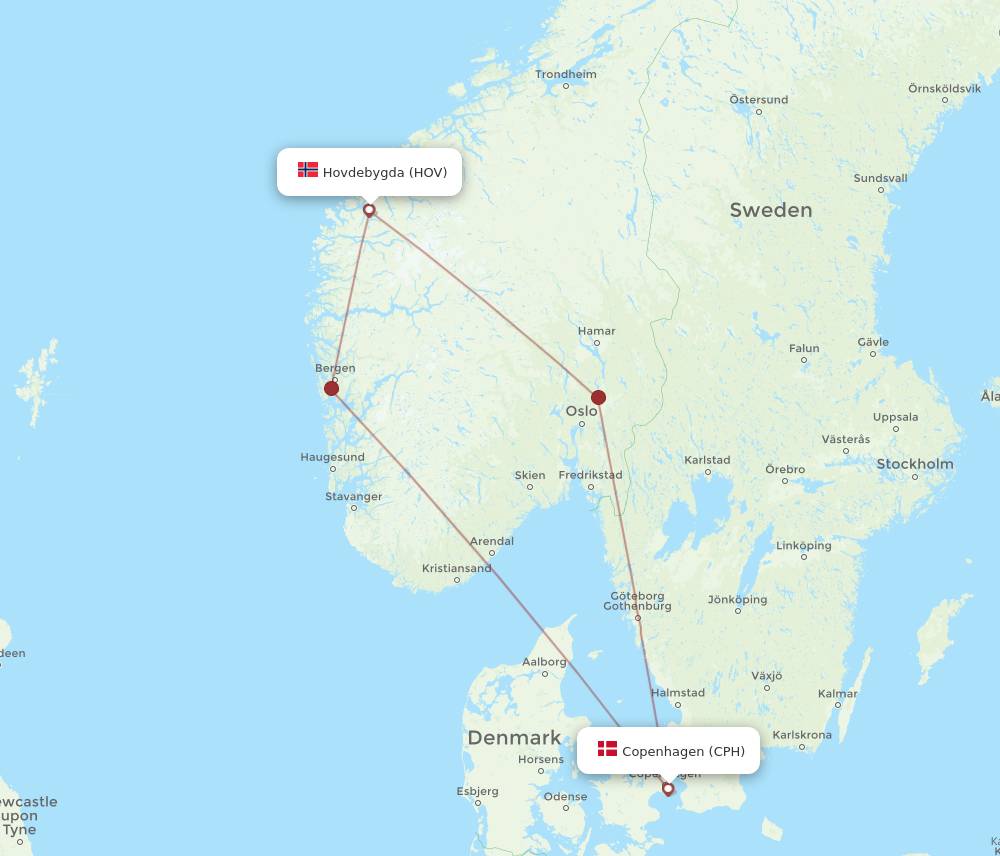 Flights from Copenhagen to Orsta Volda CPH to HOV Flight Routes