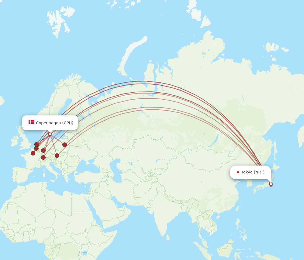 All Flight Routes From Copenhagen To Tokyo Cph To Nrt Flight Routes 1007