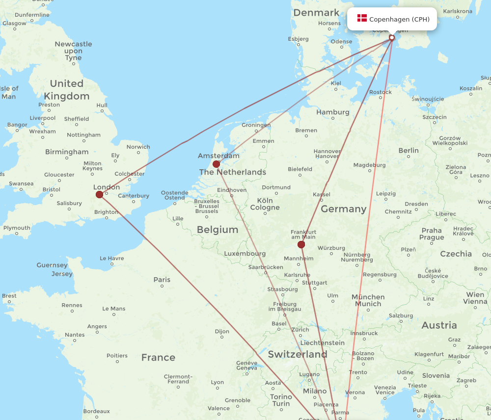 Flights from Copenhagen to Pisa CPH to PSA Flight Routes