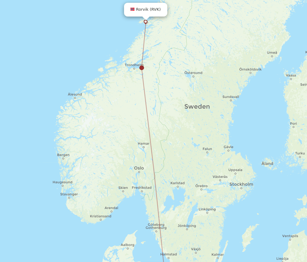 All Flight Routes From Copenhagen To Roervik Cph To Rvk Flight Routes 3970