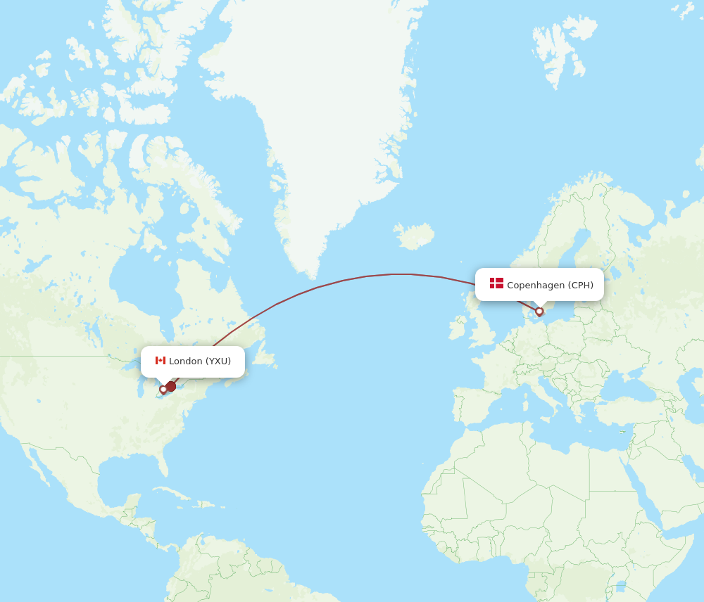 Flights from Copenhagen to London CPH to YXU Flight Routes