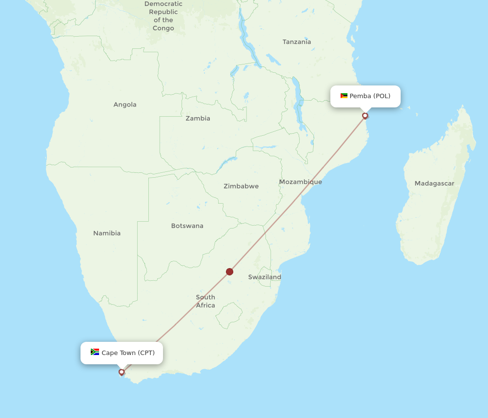 All Flight Routes From Cape Town To Pemba Cpt To Pol Flight Routes 5925