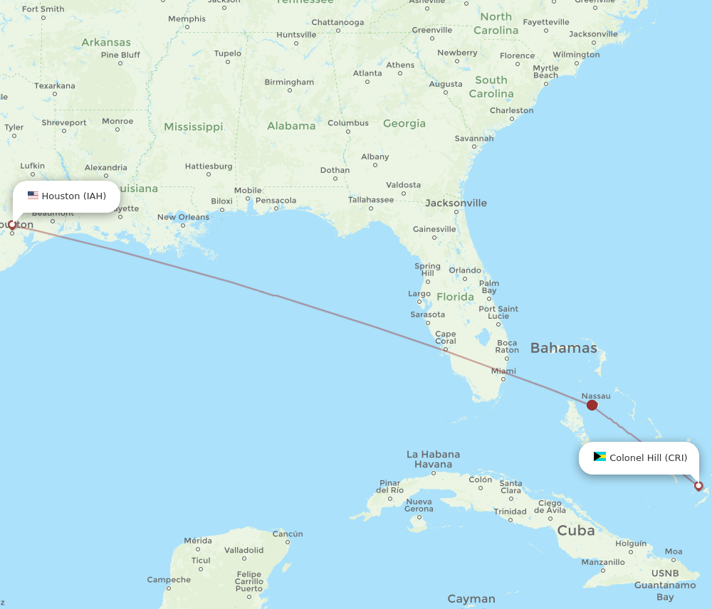 Flights from Crooked Island to Houston CRI to IAH Flight Routes