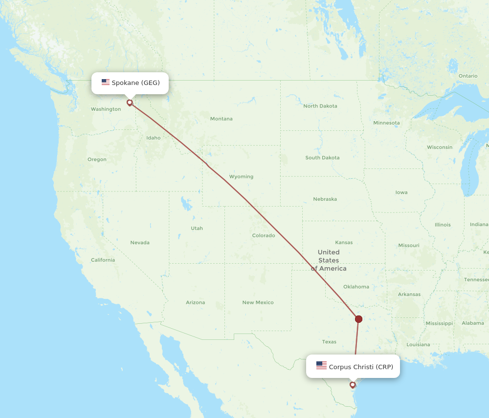 Flights From Corpus Christi To Spokane, CRP To GEG - Flight Routes