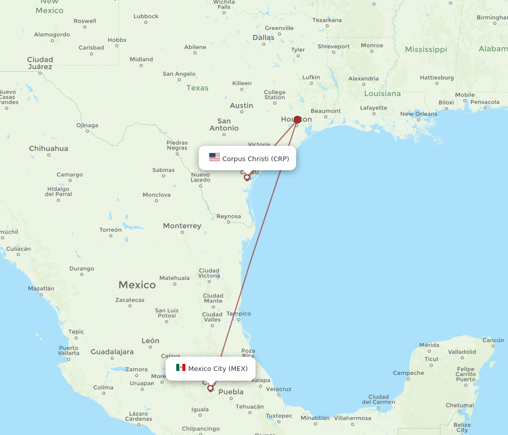 Flights from Corpus Christi to Mexico City CRP to MEX Flight Routes