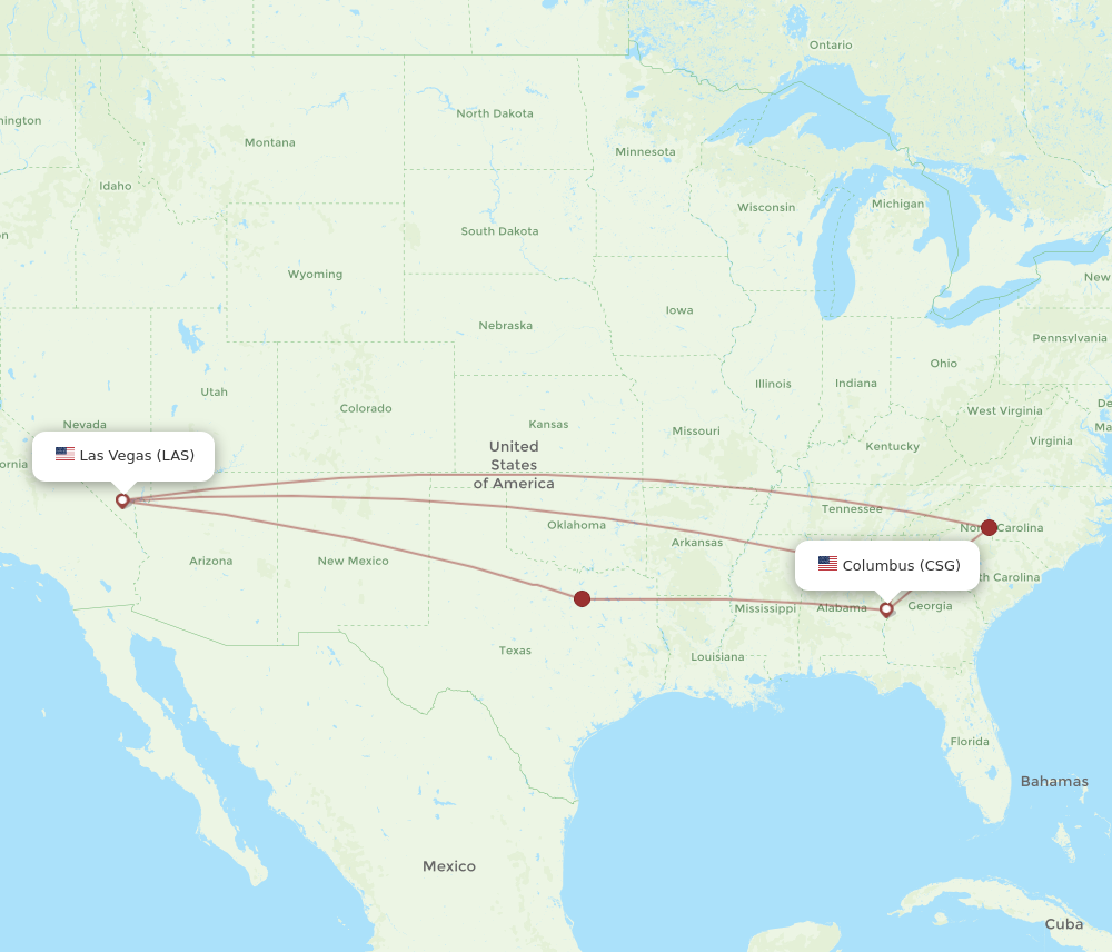 Flights from Columbus to Las Vegas CSG to LAS Flight Routes